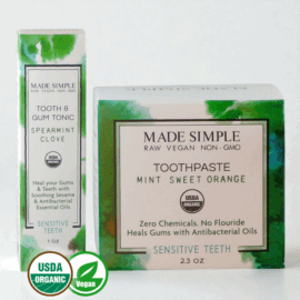 Made Simple Skin Care USDA certified organic raw vegan cruelty free Oral Care Package 1