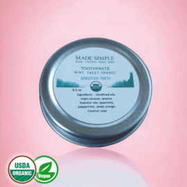 Made Simple Skin Care certified organic raw vegan nonGMO Crueltyfree mint sweet orange toothpaste sample
