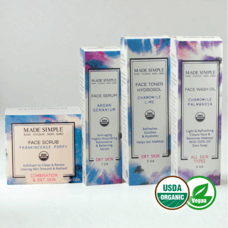Made Simple Skin Care Certified Organic Vegan Cruelty-free Dry Skin Value Pack plus