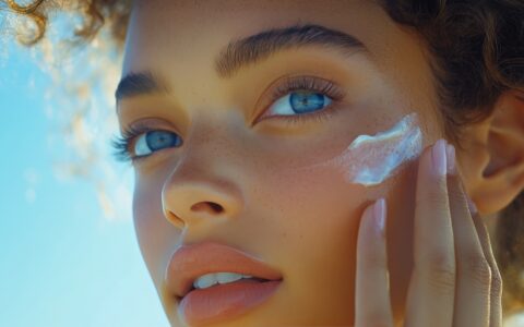 Natural beauty with radiant skin during a skincare treatment at a serene location