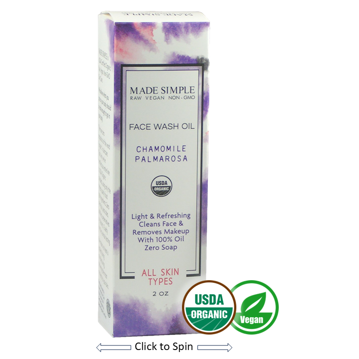 Chamomile Palmarosa USDA Certified Organic raw vegan nongmo Face Wash Oil