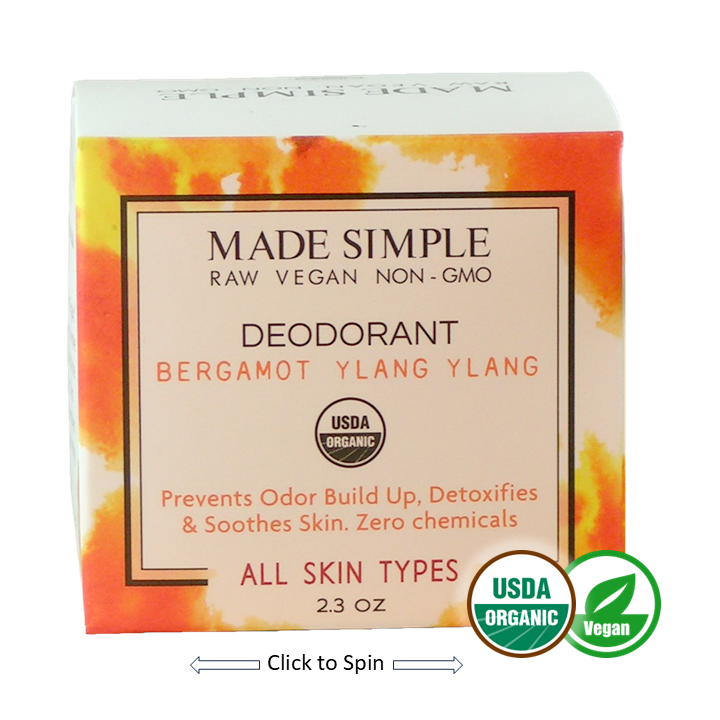 Made Simple Skin Care Bergamot Ylang Ylang Deodorant USDA certified organic raw vegan nonGMO