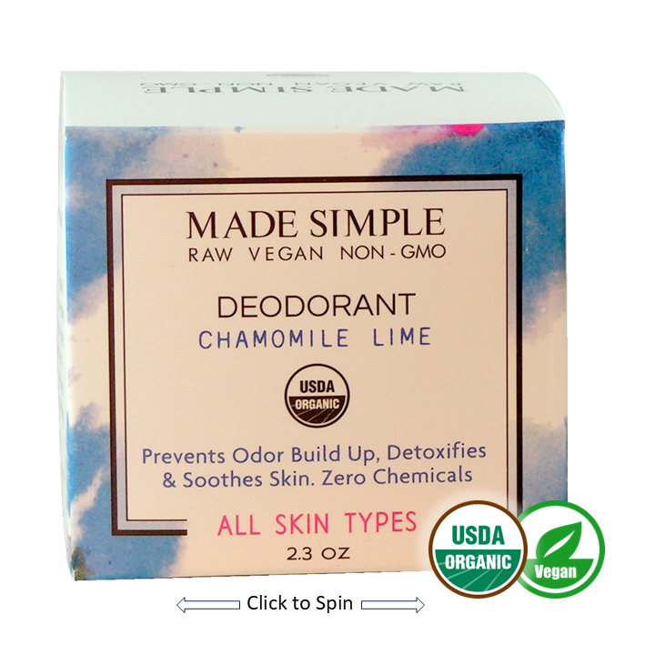 Made Simple Skin Care - Chamomile Lime Deodorant usda certified organic raw vegan nonGMO