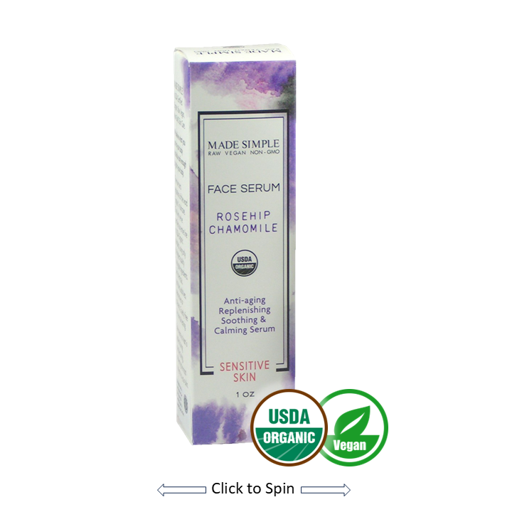 Made Simple Skin Care certified organic raw veagan nonGMO crueltyfree rosehip chamomile face serum