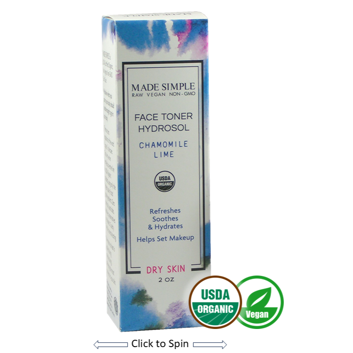 Made Simple Skin Care certified organic raw vegan nonGMO Crueltyfree chamomile lime face toner
