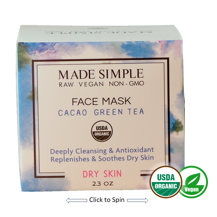 Made Simple Skin Care certified organic raw vegan nonGMO cacao green tea face mask