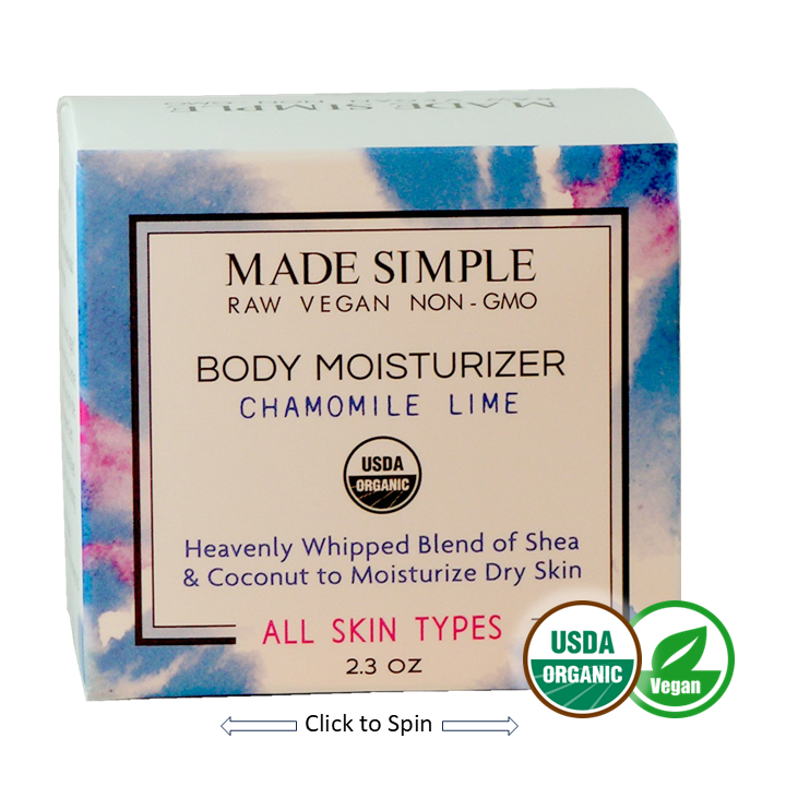 Made Simple Skin Care certified organic raw vegan nonGMO chamomile lime moisturizer