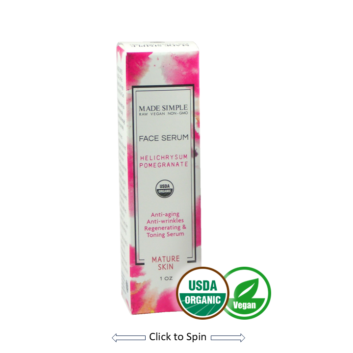 Made Simple Skin Care certified organic raw vegan nonGMO crueltyfree helichrysum pomegranate face serum