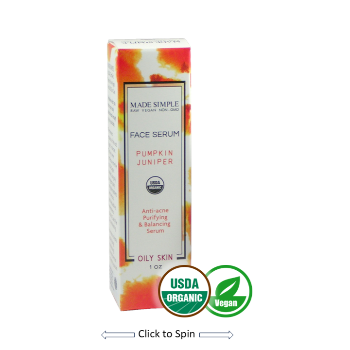 Made Simple Skin Care certified organic raw vegan nonGMO crueltyfree pumpkin juniper face serum