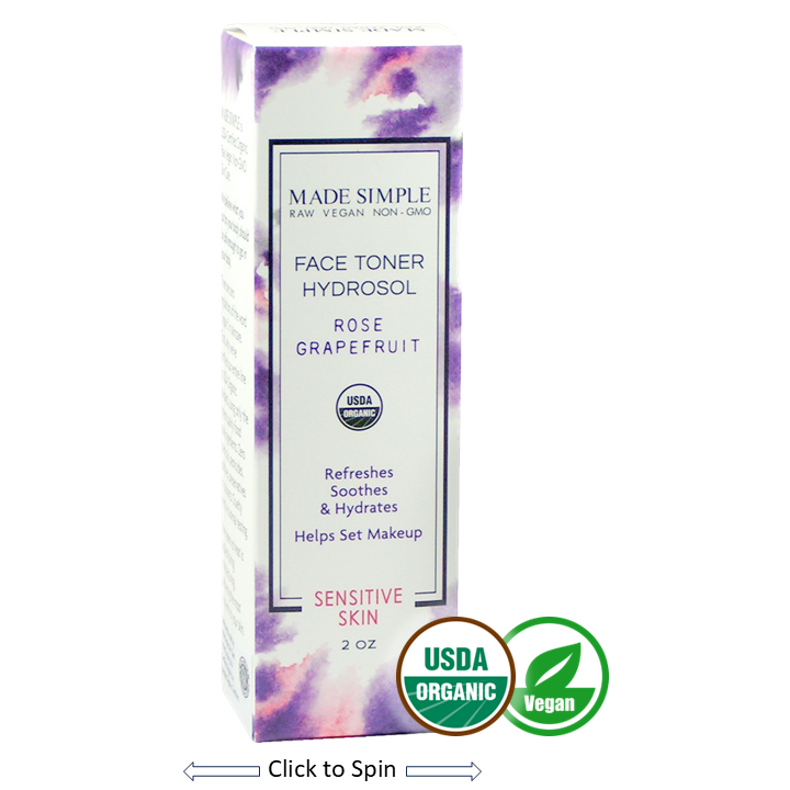 Made Simple Skin Care certified organic raw vegan nonGMO crueltyfree rose grapefruit face toner