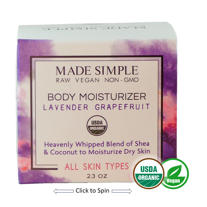 Made Simple Skin Care certified organic raw vegan nonGMO lavender grapefruit moisturizer