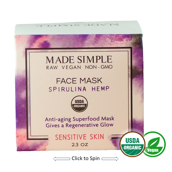 Made Simple Skin Care certified organic raw vegan nonGMO spirulina hemp face mask