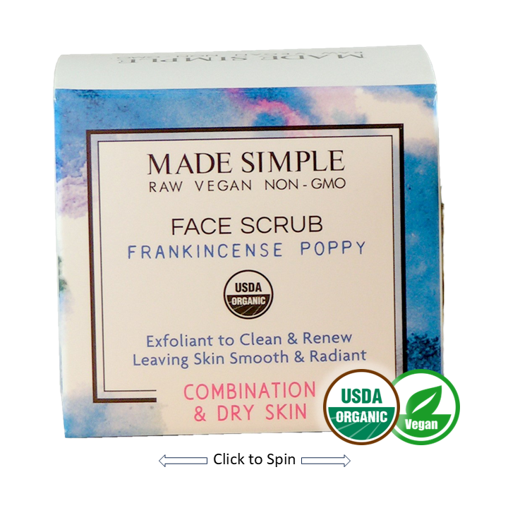 Made Simple Skin Care organic vegan frankincense poppy face scrub
