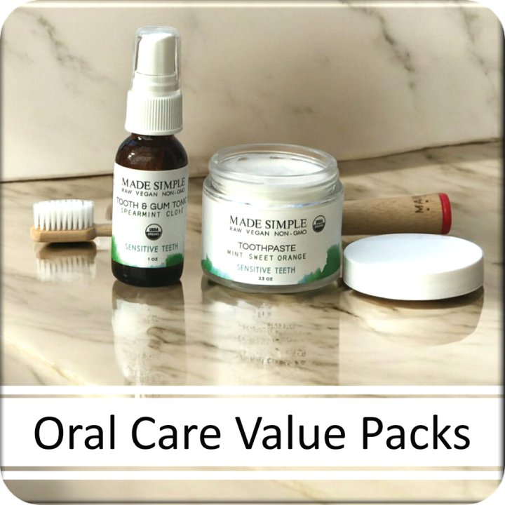 Made Simple Skin Care Certified Organic Vegan Cruelty-free Oral Care Value Pack for Sensitive Teeth & Gums